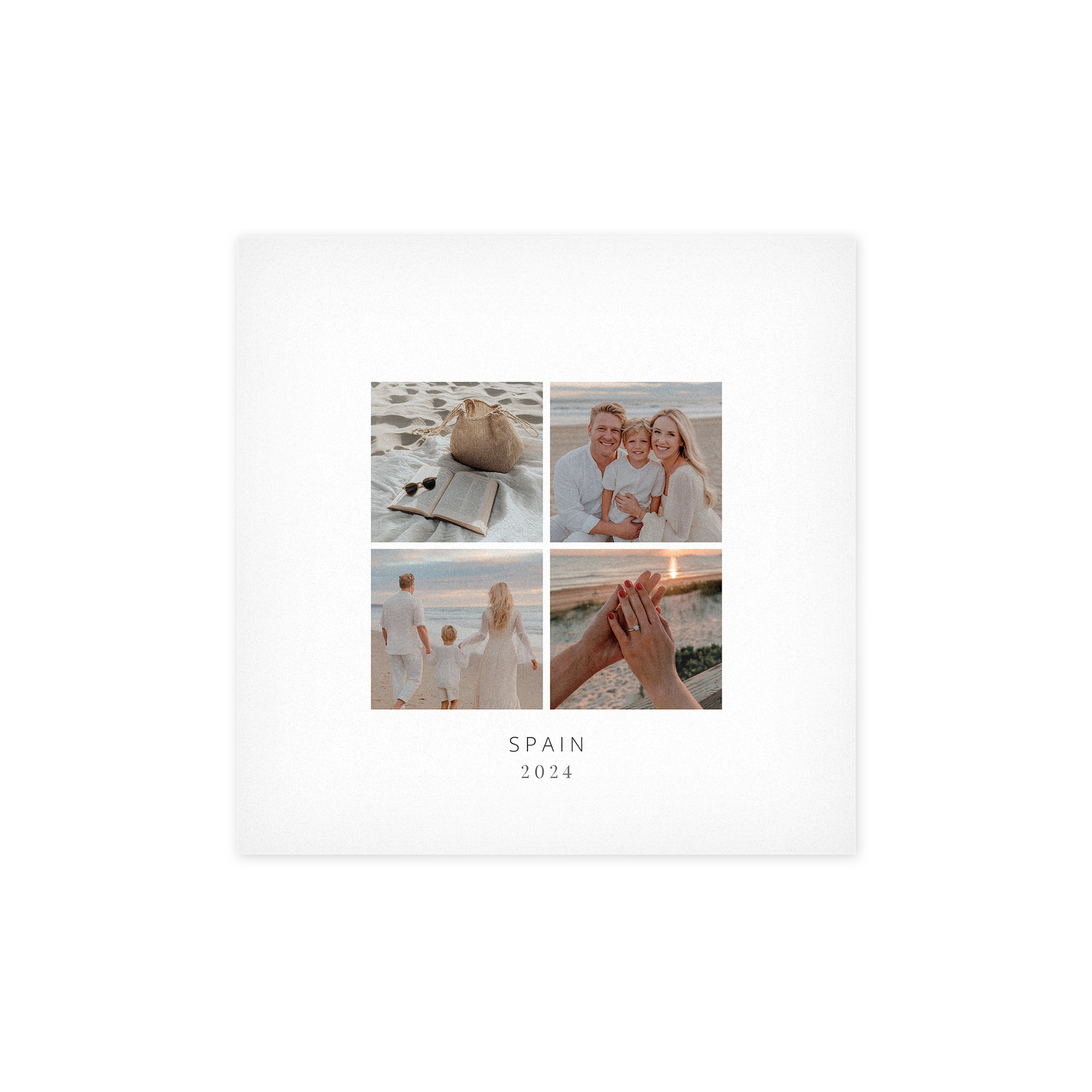 O fotografie pe Forex personalizată cu colaj de imagini din vacanță și textul Spania 2024