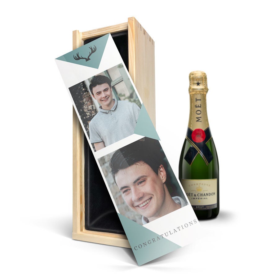 Champagne in personalised wooden case - Moet & Chandon (375ml)