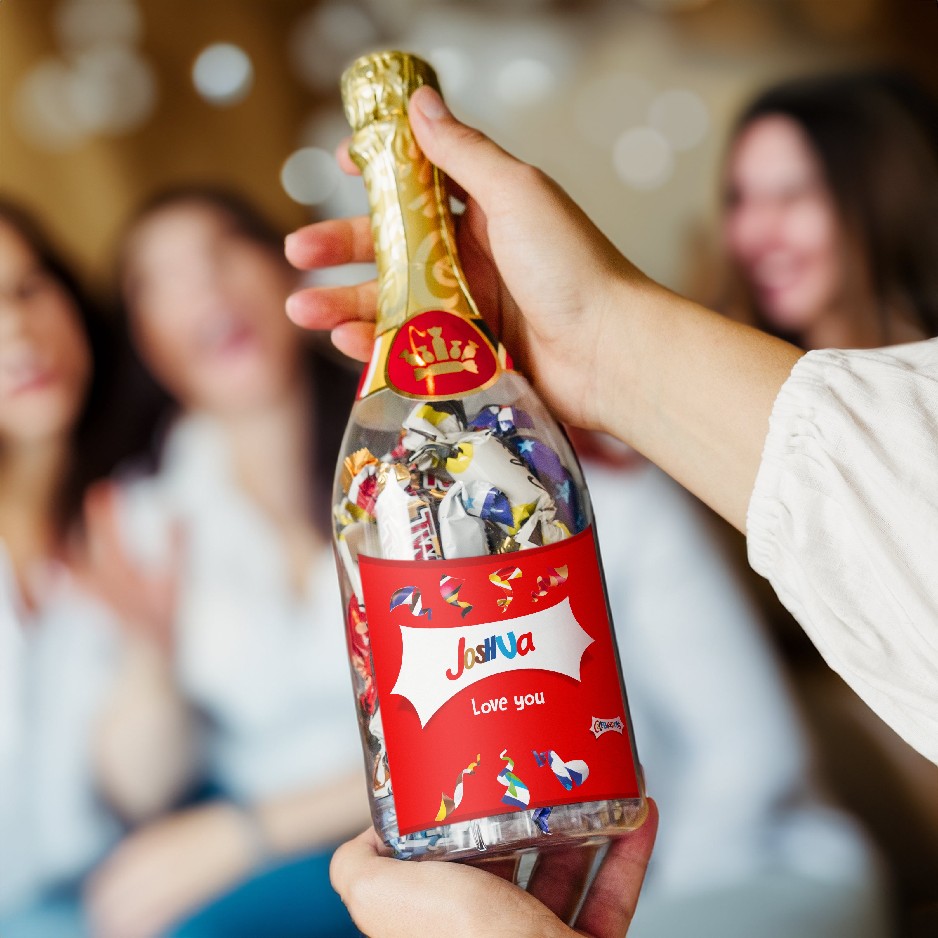 Celebrations bottle with personalised label