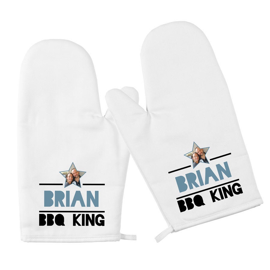 Personalised Oven Gloves - 2 pcs - White