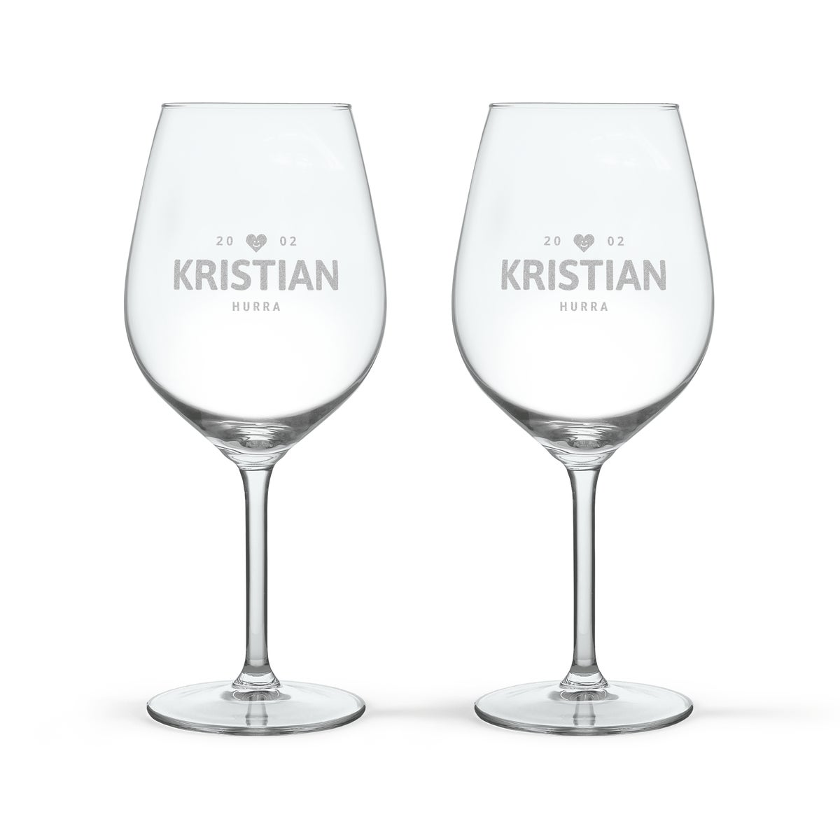 Rødvinsglas med gravering (2 stk)