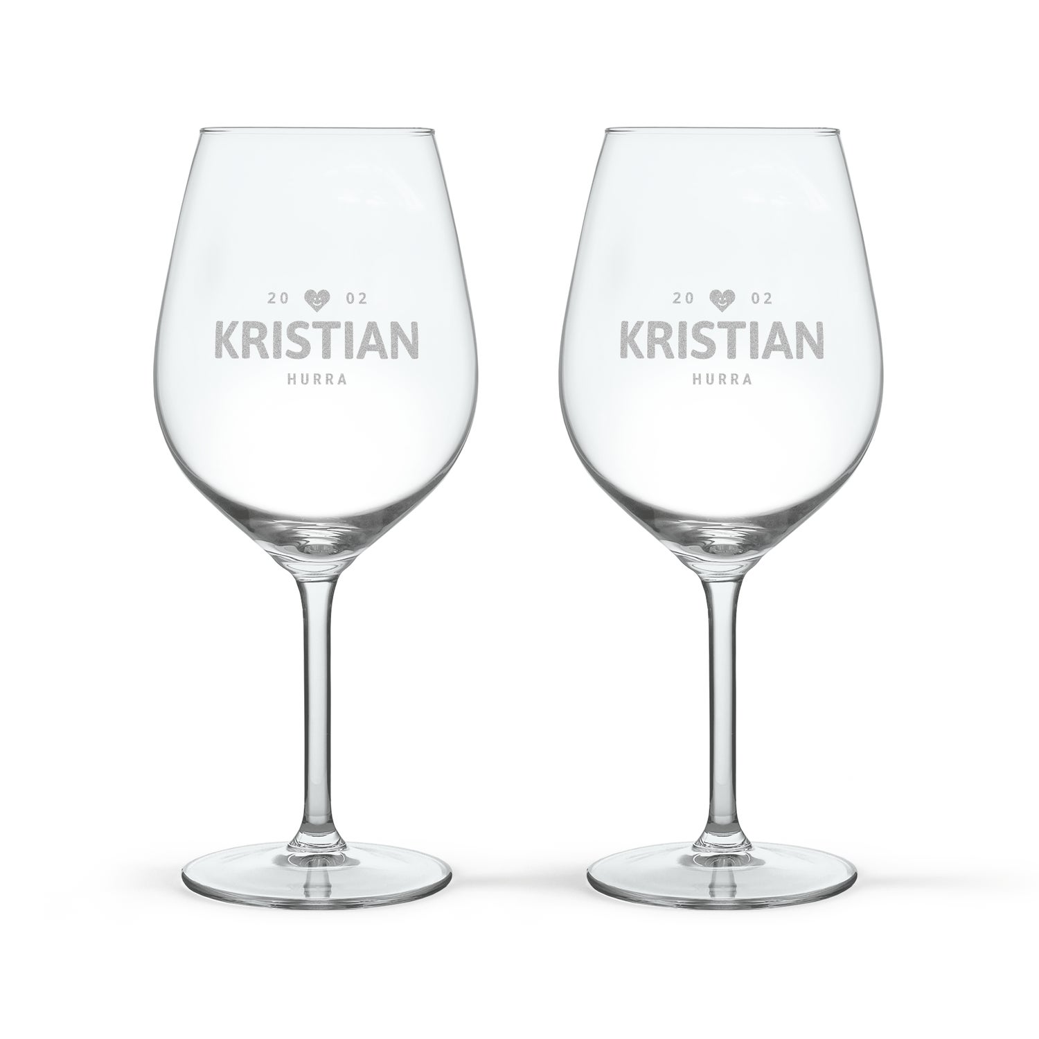 Rødvinsglas med gravering (2 stk)