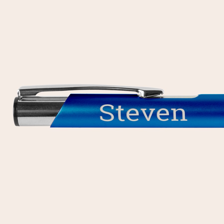 Ballpoint pen - Viva Blue custom viva pen engraved with the name Steven and silver accents
