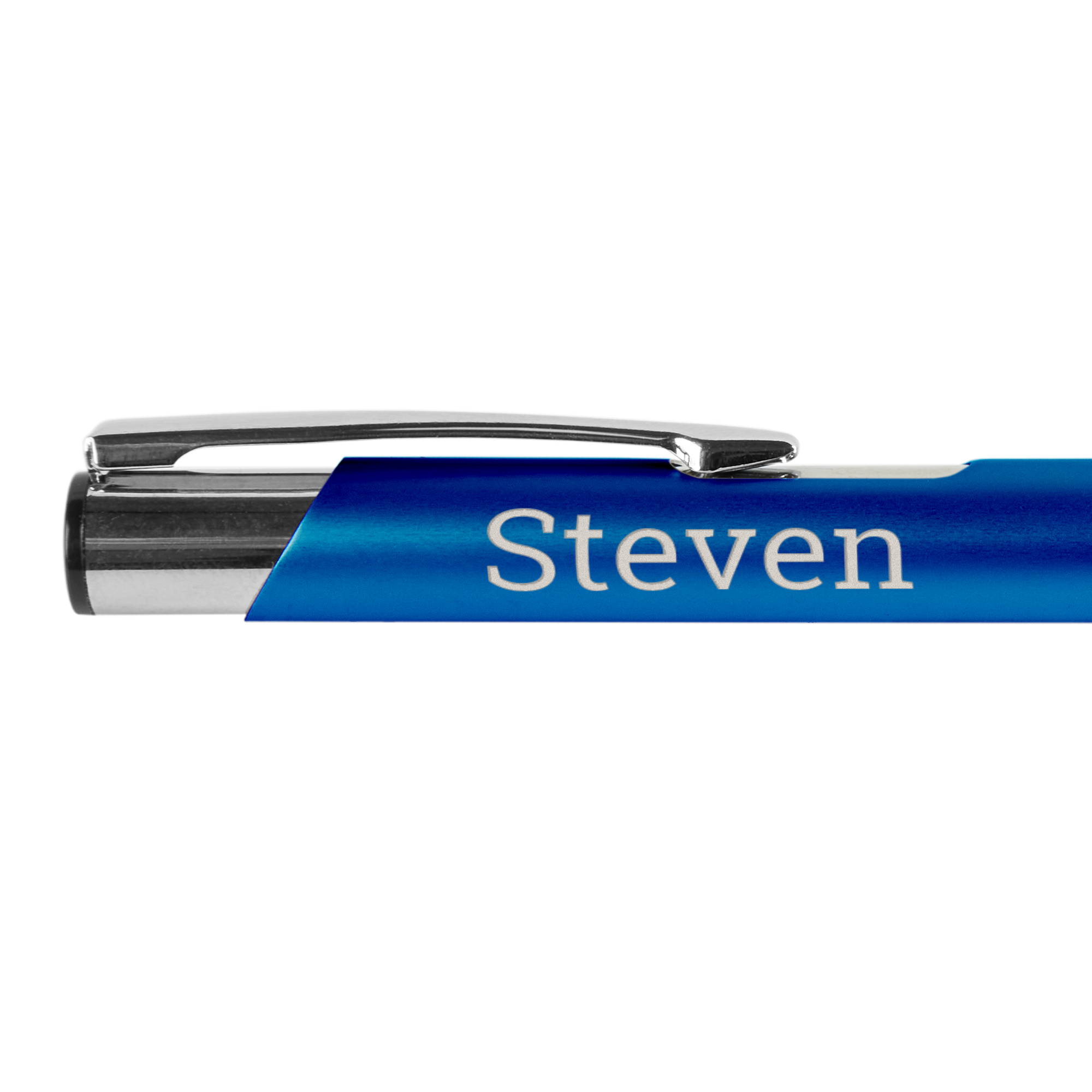 Stilou Viva albastru personalizat, cu clip metalic, gravat cu numele Steven