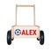 Wooden push cart with name