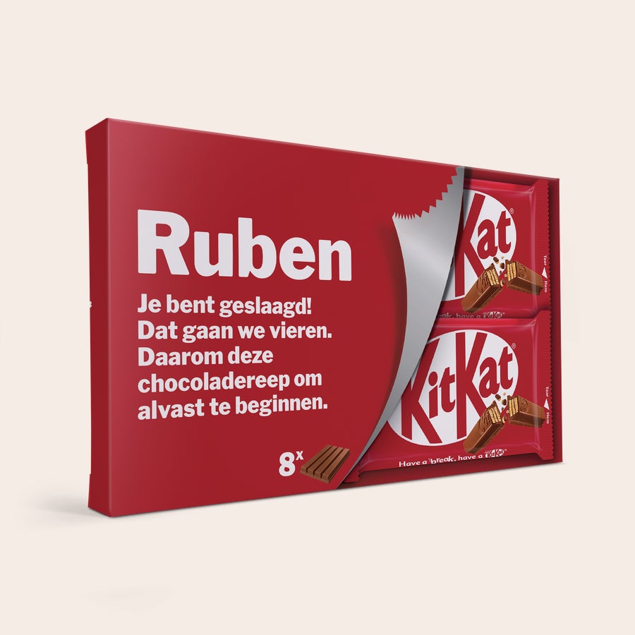 KitKat reep met naam en foto bedrukken KitKat reep met naam en foto bedrukken