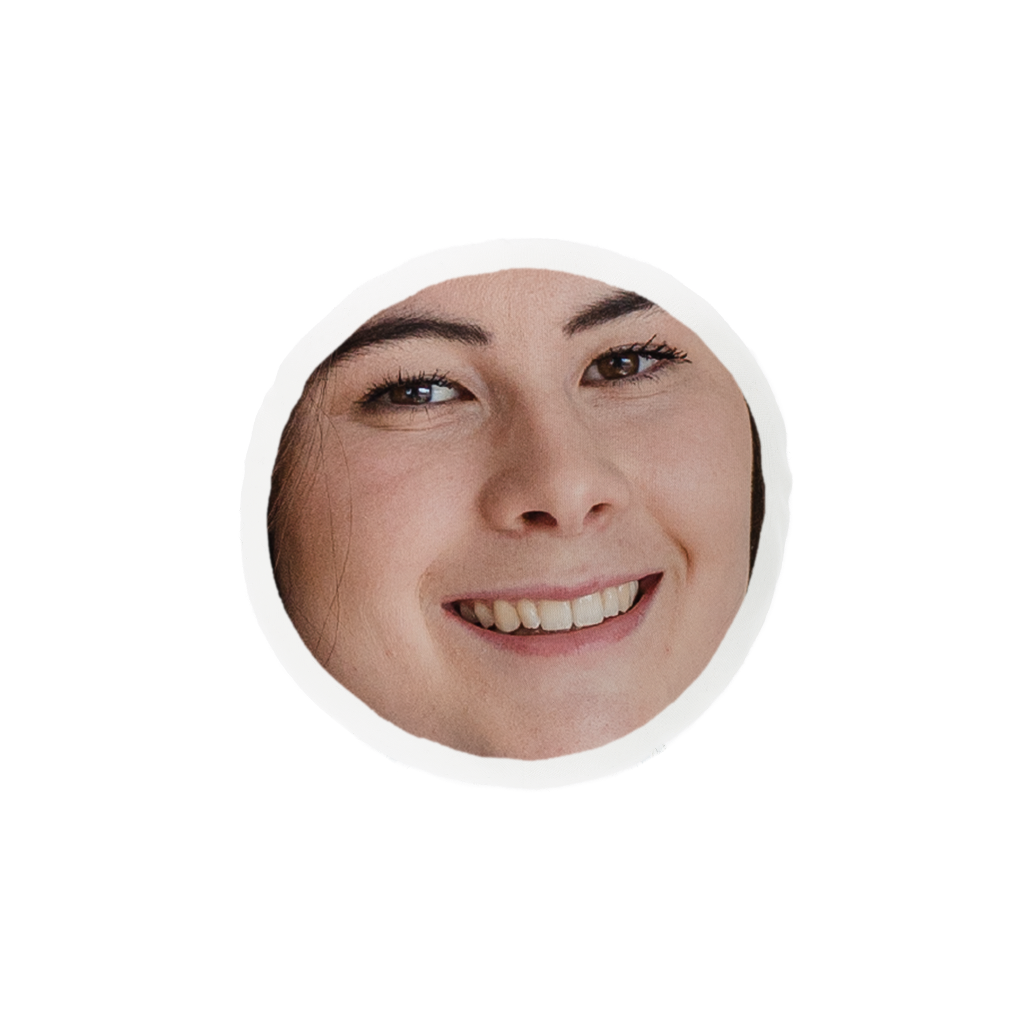 Visage ItsieMe personnalisé avec photo imprimée de femme souriante