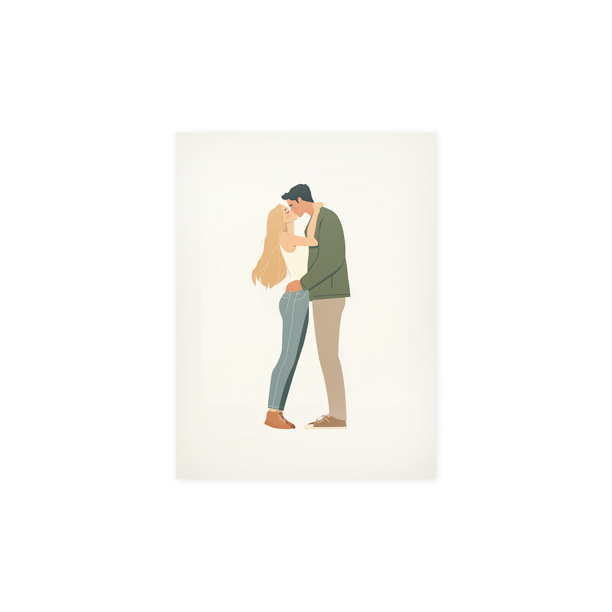 Poster con illustrazione di una coppia che si bacia, stampato per catturare i tuoi momenti preferiti con foto