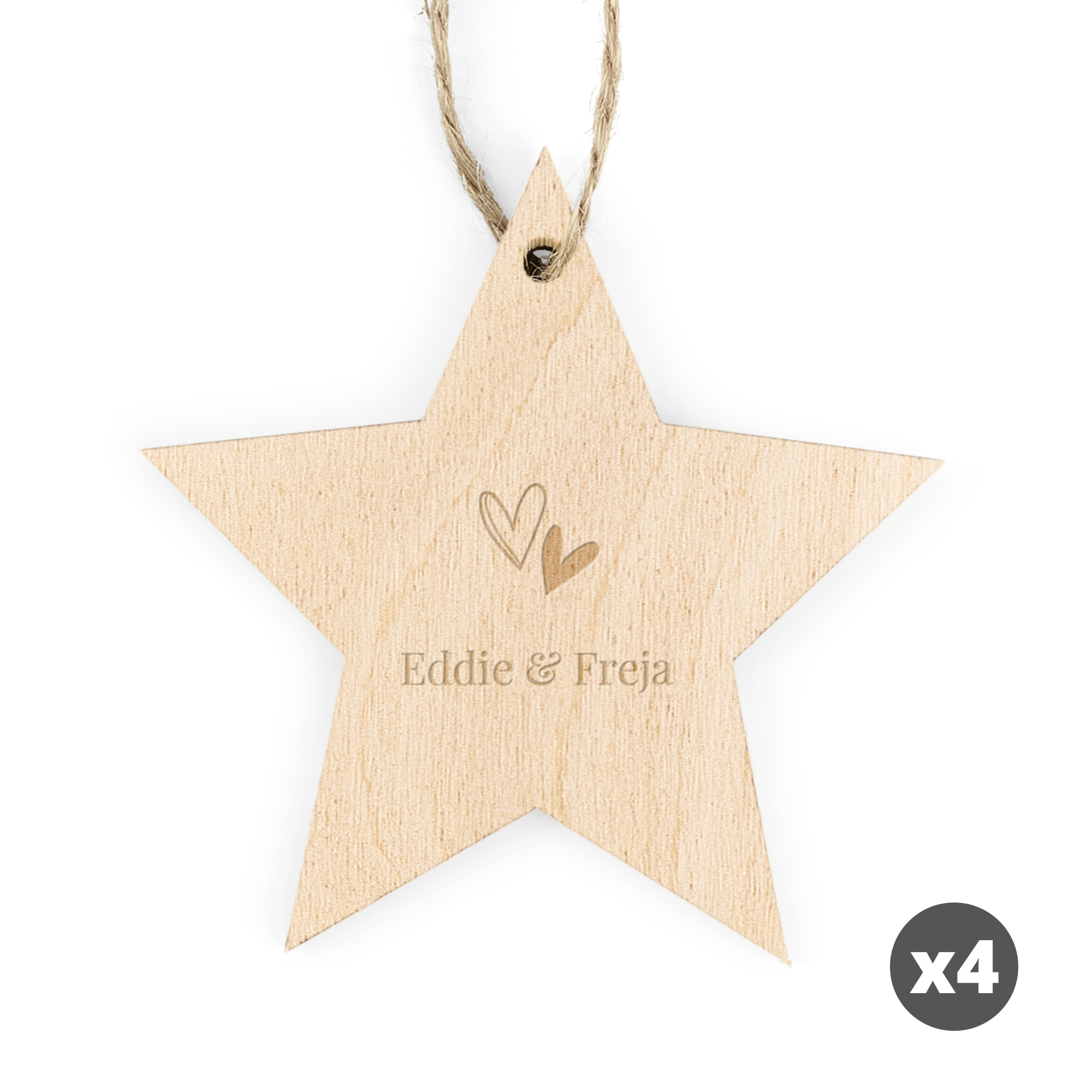 Graverad julstjärnad dekoration i trä