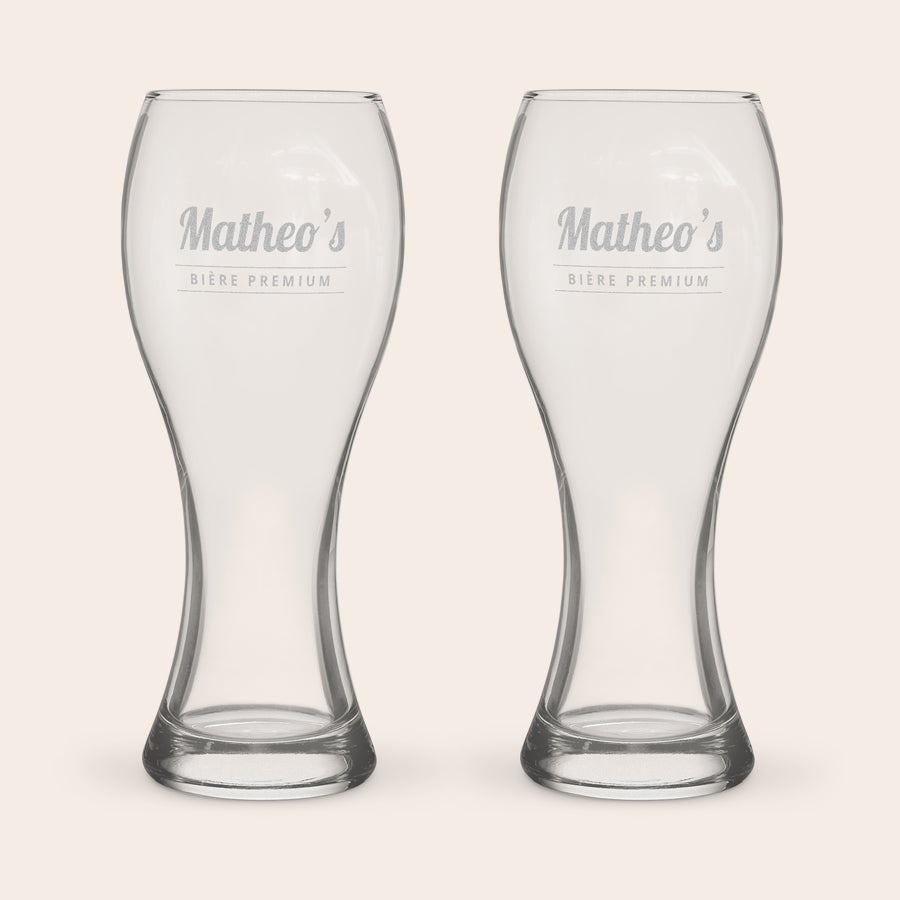Pinte de bière personnalisée Pinte de bière personnalisée gravée avec le prénom Mathéo et le texte Bière Premium