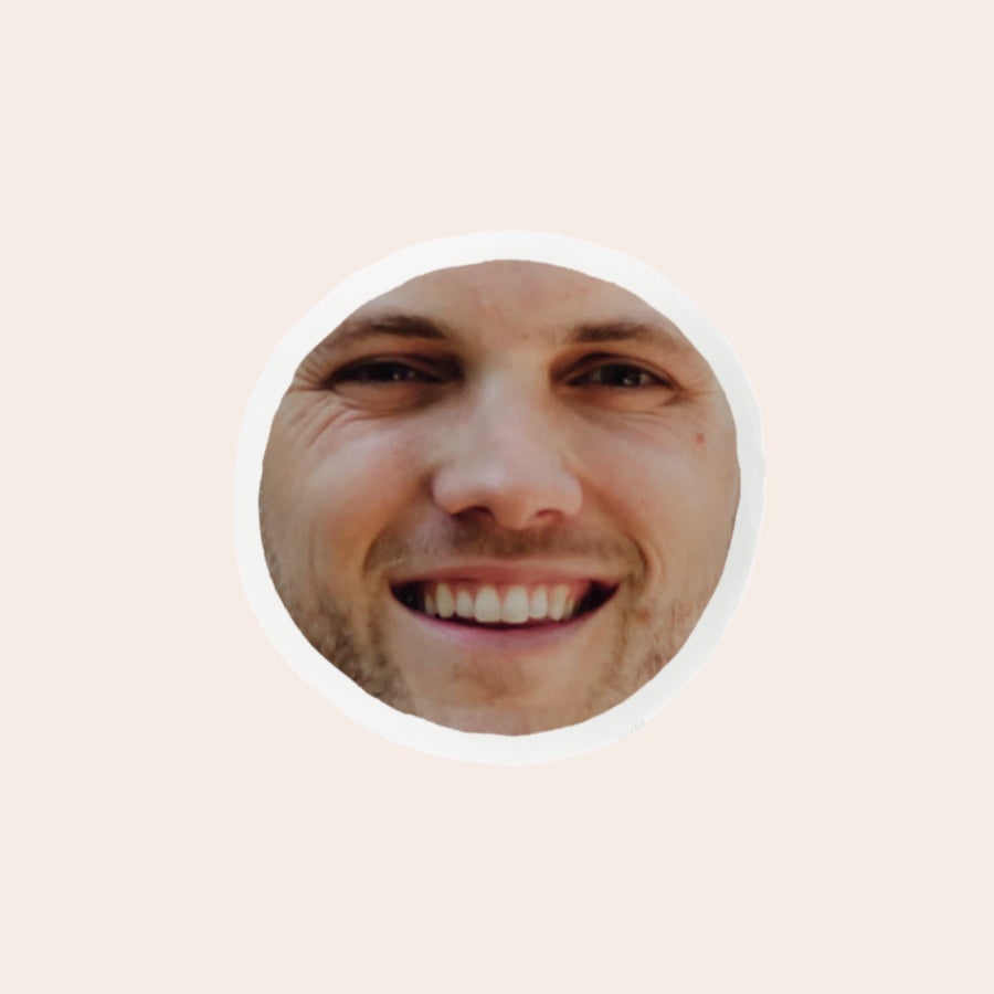 ItsieMe - Kanin ItsieMe ekstra hode med et trykt bilde av et smilende mannlig ansikt.