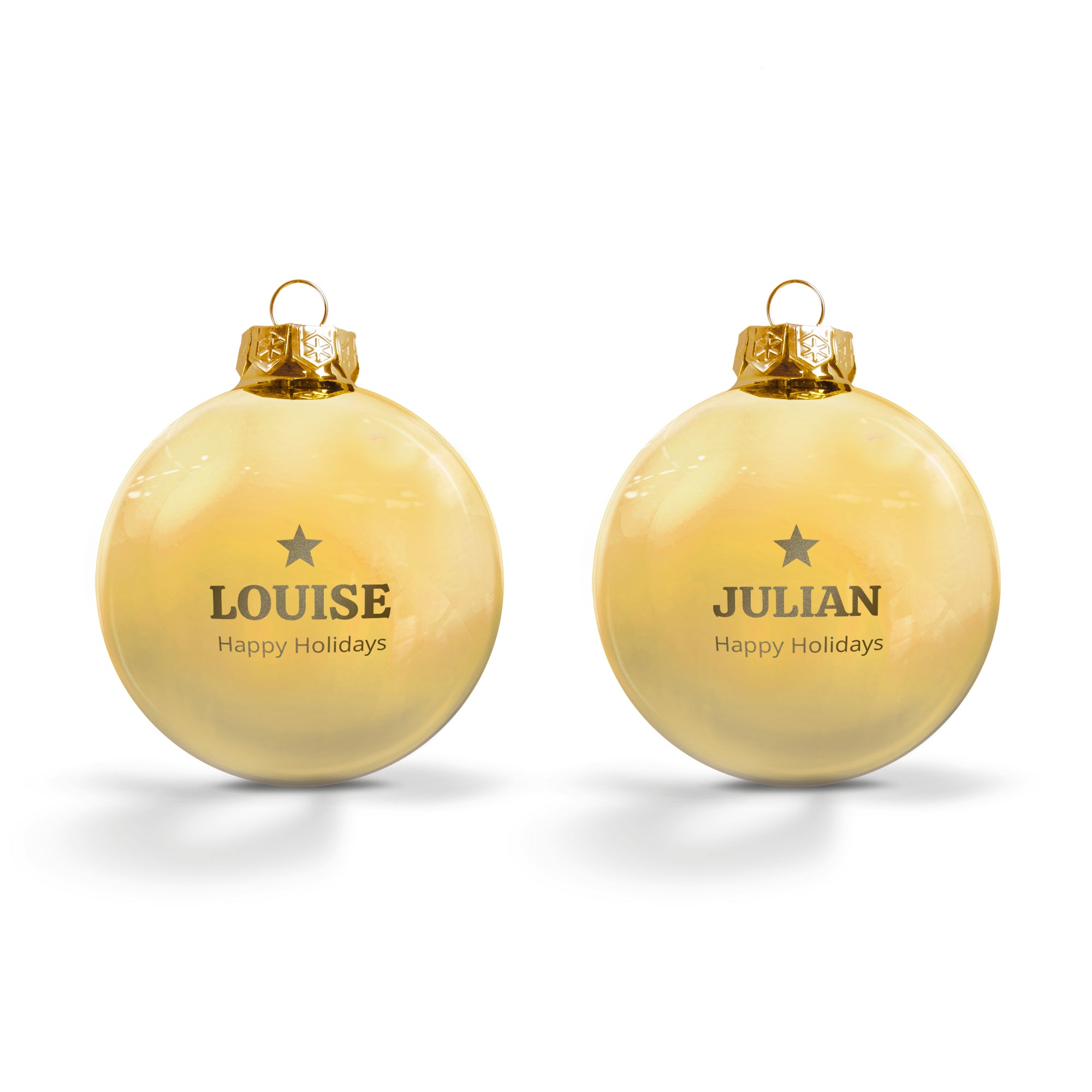 Personalised glass baubles - Gold (set of 2)