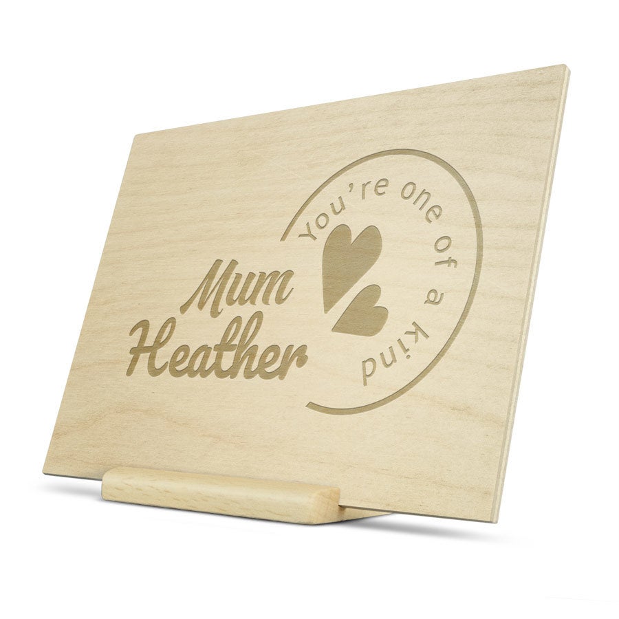 Tarjeta de madera grabada - Horizontal - Día de la Madre