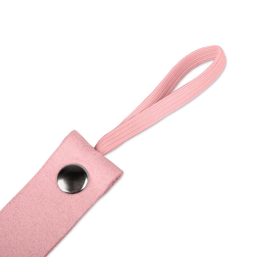 Leren speenkoord met naam - Roze