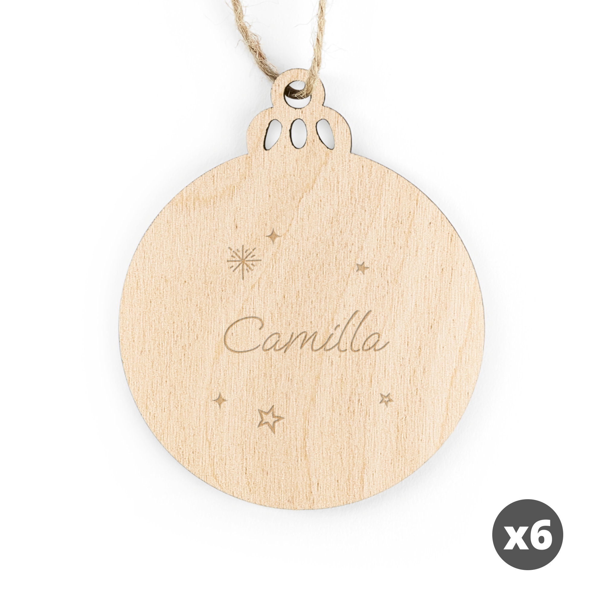 Gravert julestjernedekorasjon i tre