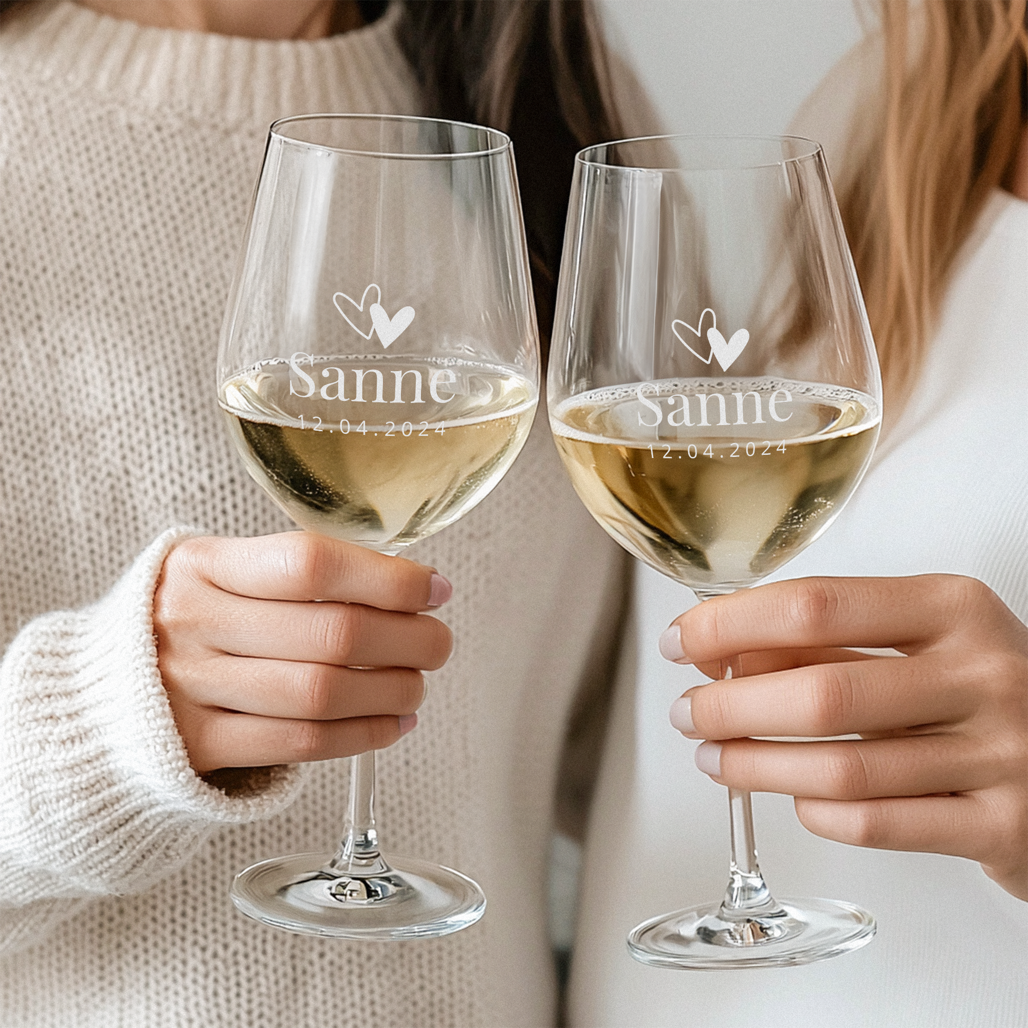 Witte wijnglas graveren