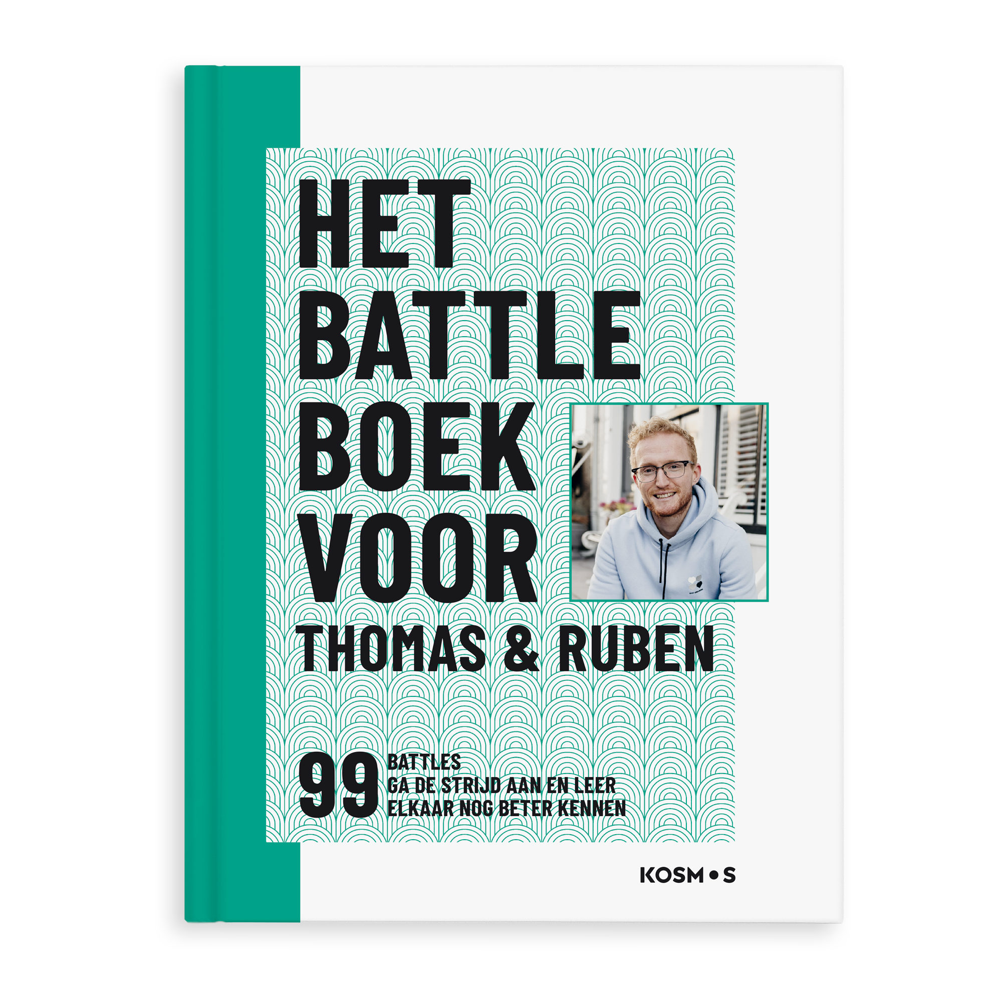 Gepersonaliseerd Battle boek voor vrienden, bedrukt met de namen Thomas & Ruben en een foto van een man, perfect om samen de strijd aan te gaan.
