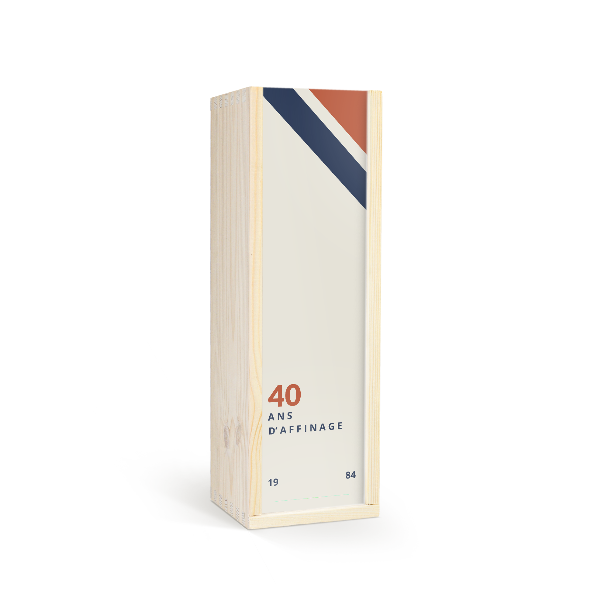 Coffret en bois personnalisé pour bouteille de whisky avec inscription 40 ans d'affinage