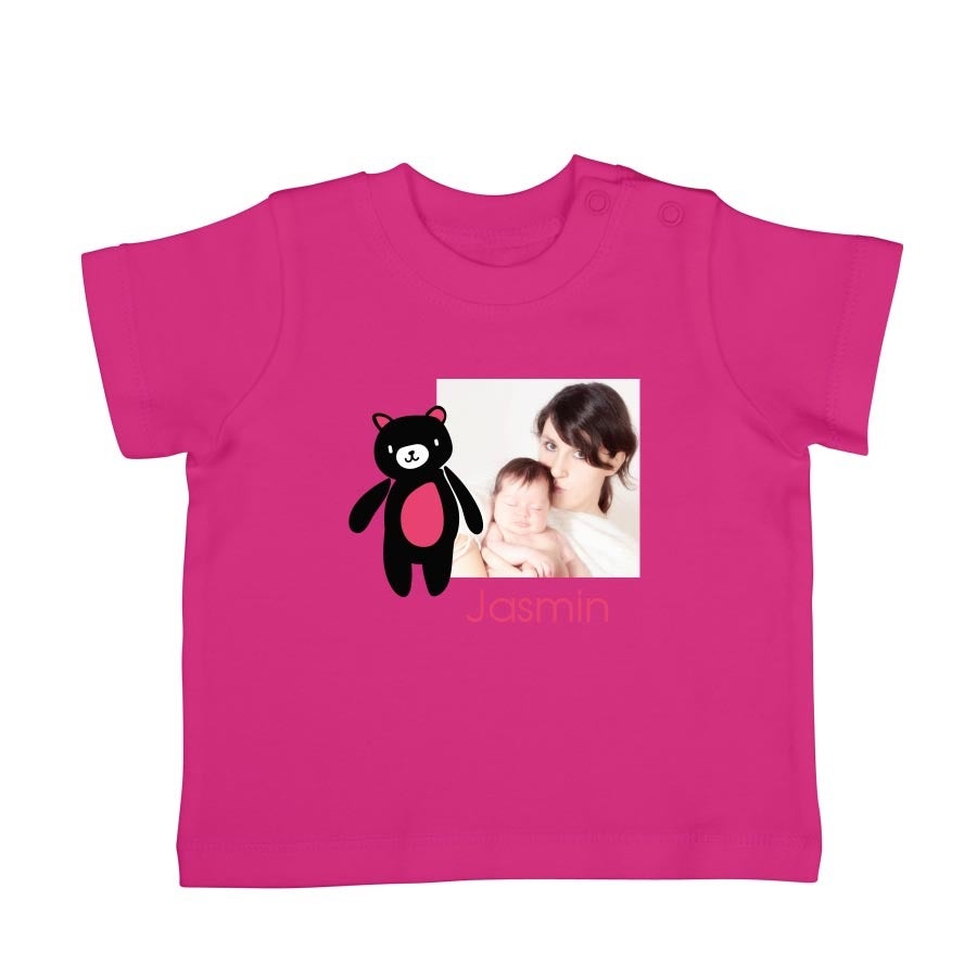 Baby T-Shirt bedrucken- Kurzarm - Fuchsia - 62/68