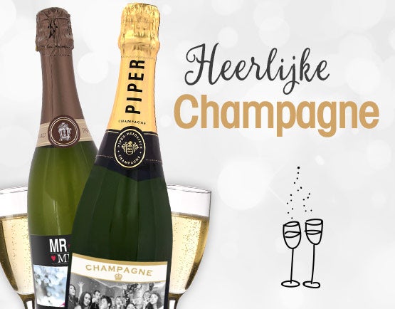 Champagne cadeaus met gegraveerde glazen