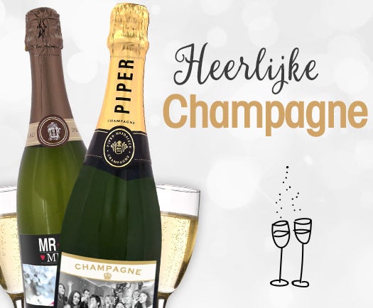 Champagne cadeaus met gegraveerde glazen