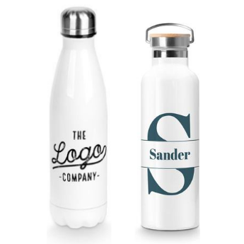 Bamboo or aluminium water bottle with logo