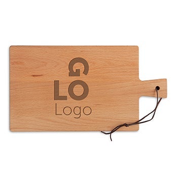 Plateau de service en bois avec logo gravé
