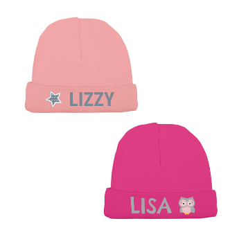 Idea #7: Personalised pink baby beanie